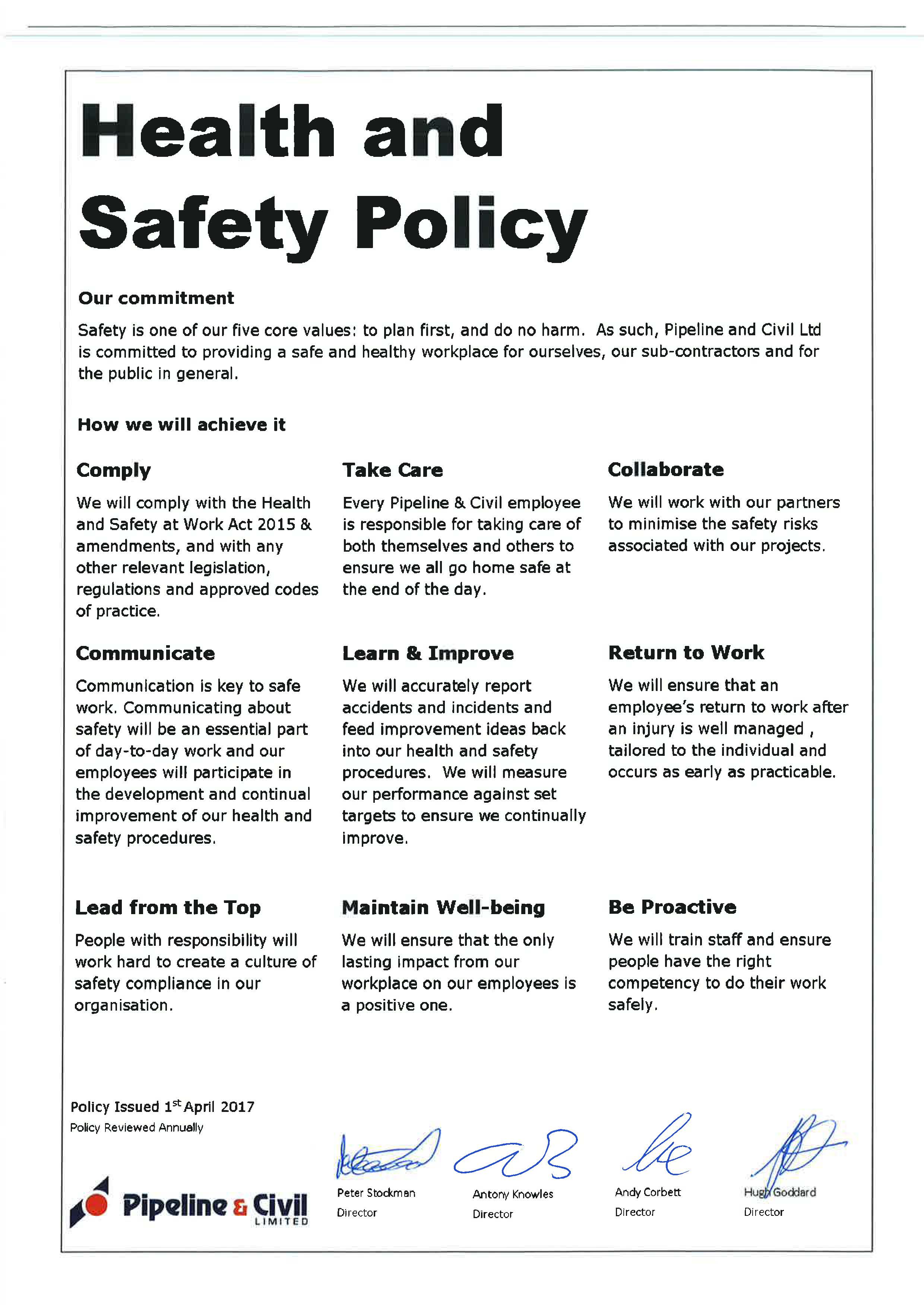 Construction Company Policies And Procedures Template