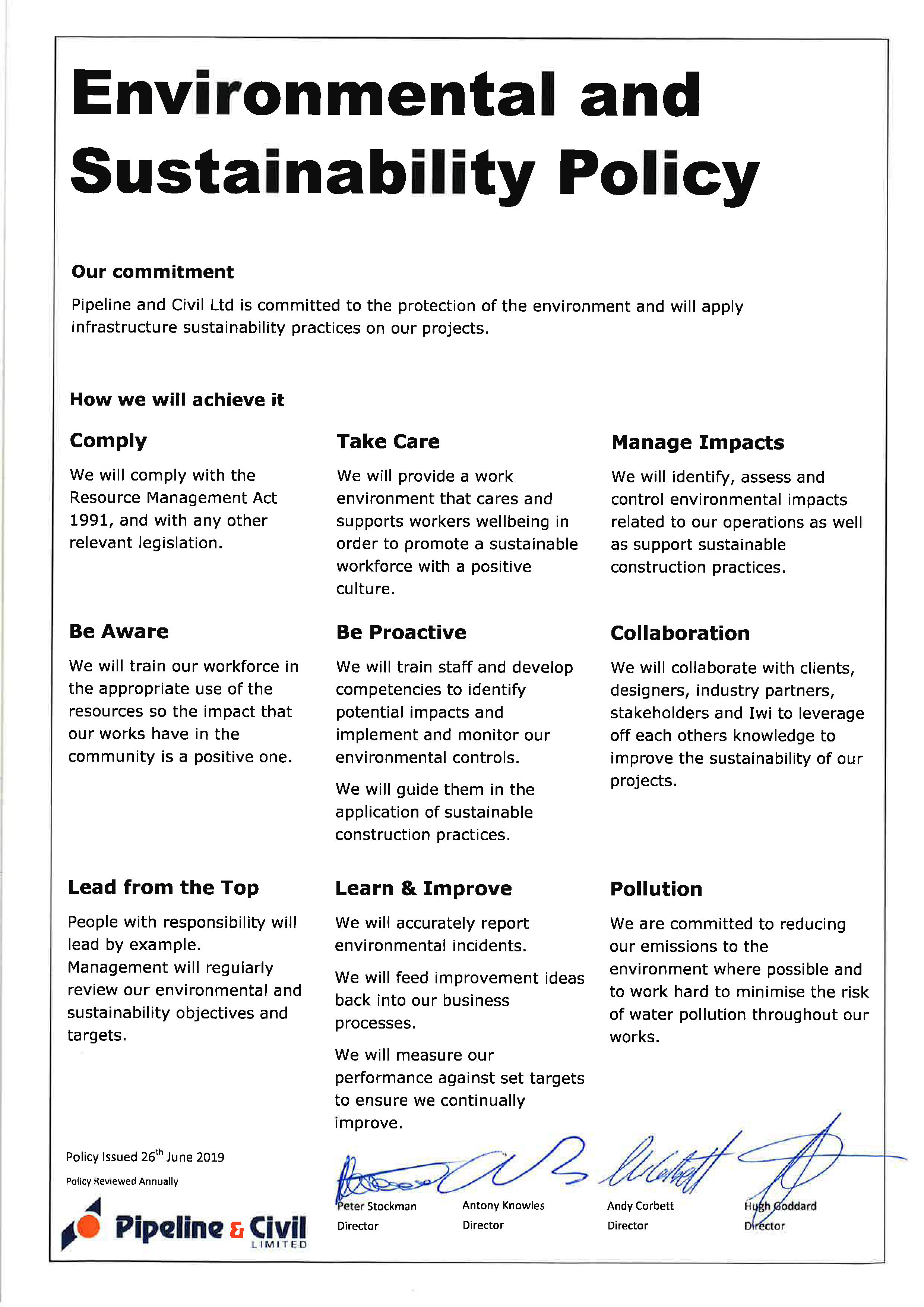 Environmental Sustainability Policy Template